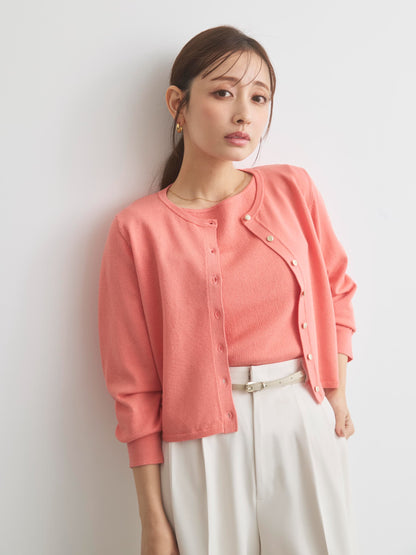 グロッシーゴールドボタンカーディガン　[通常]