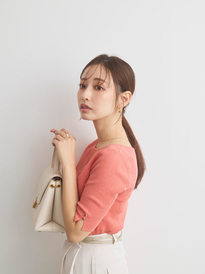 グロッシー2wayゴールドボタンリブニット　[通常]