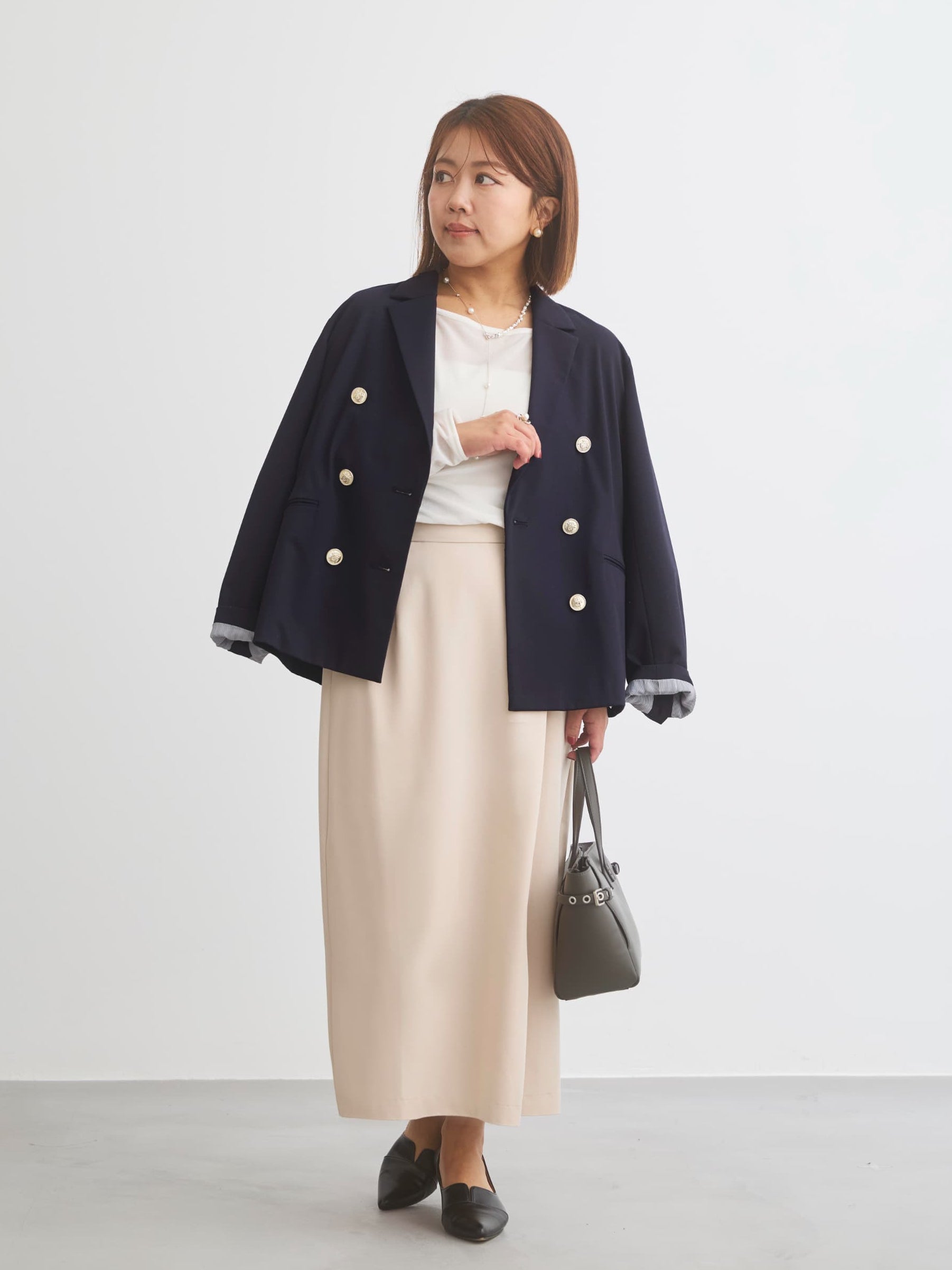 ゴールドボタンダブルジャケット | 小柄・低身長女性向けファッション