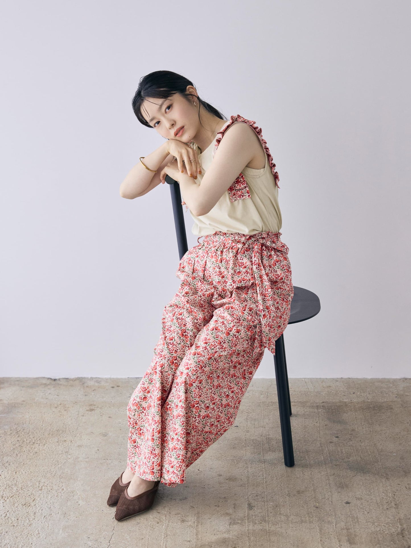 【COHINA MADE WITH LIBERTY FABRIC】フリルスリーブカットソー　[通常]