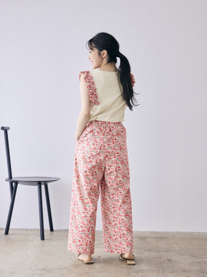 【COHINA MADE WITH LIBERTY FABRIC】リボンベルトイージーパンツ-short & regular　[通常]