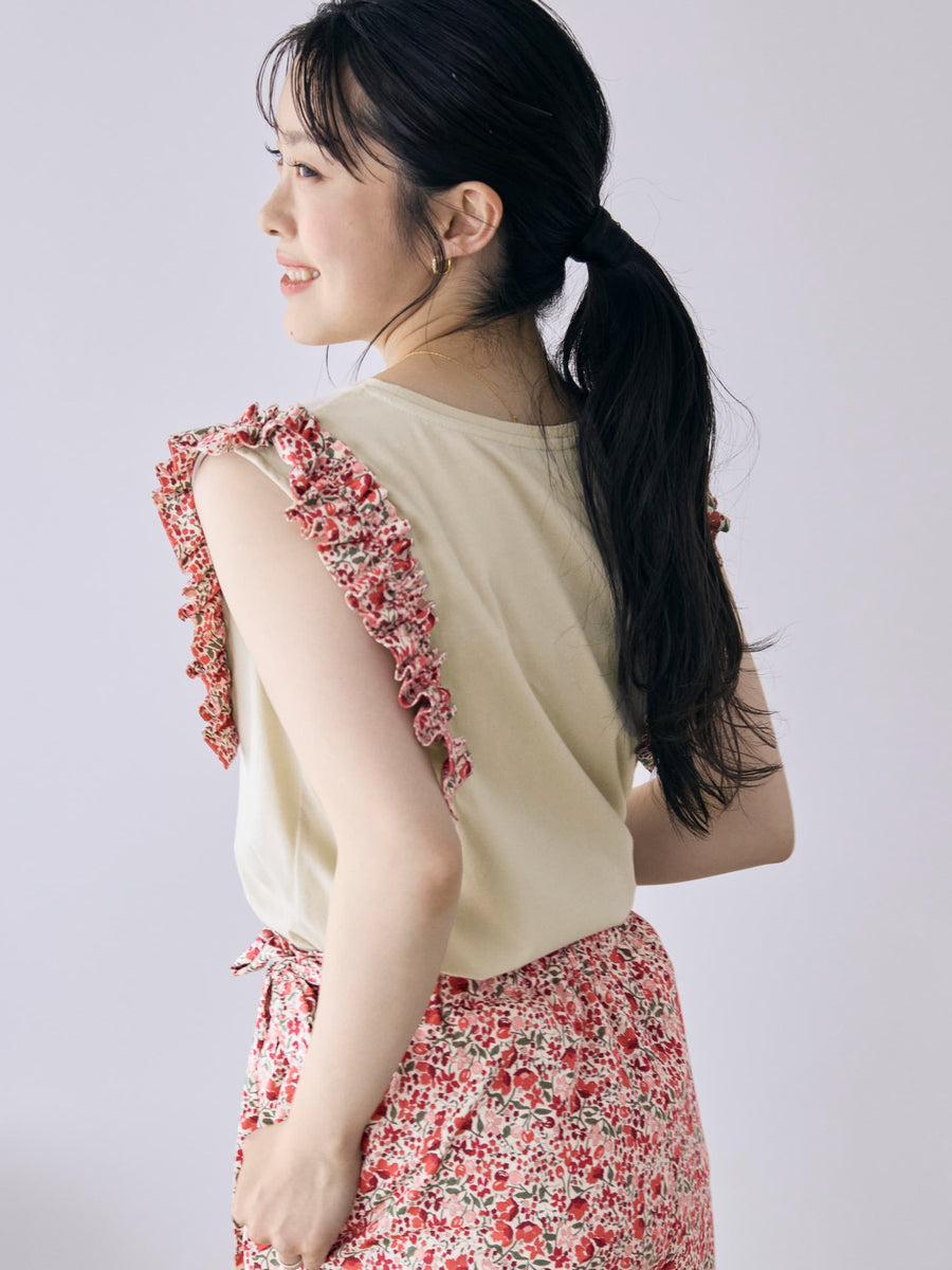 【COHINA MADE WITH LIBERTY FABRIC】フリルスリーブカットソー　[通常]