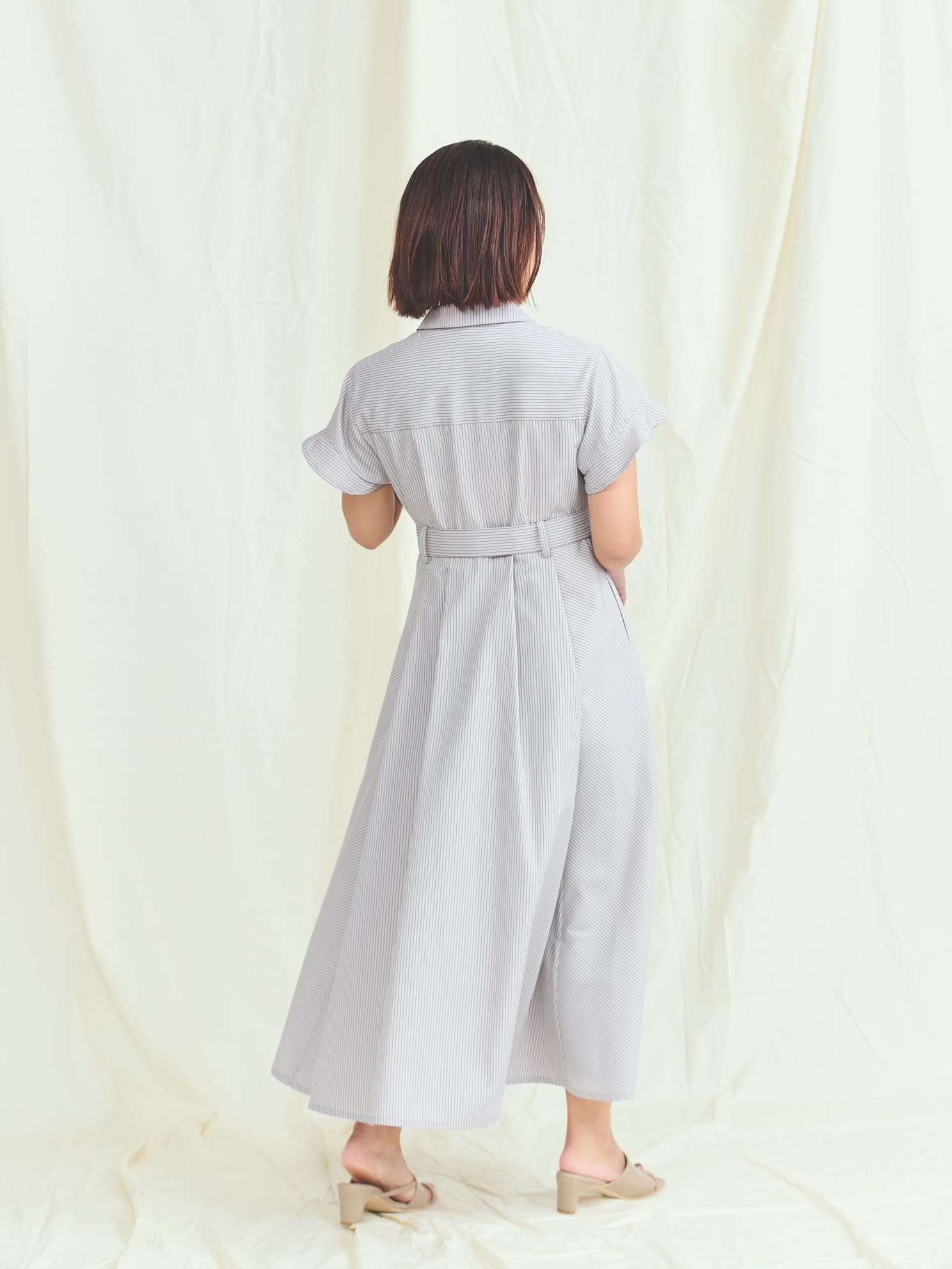 ストライプカシュクールタックワンピース-short & regular | 小柄・低身長女性向けファッション通販、コーディネート | COHINA  STORE