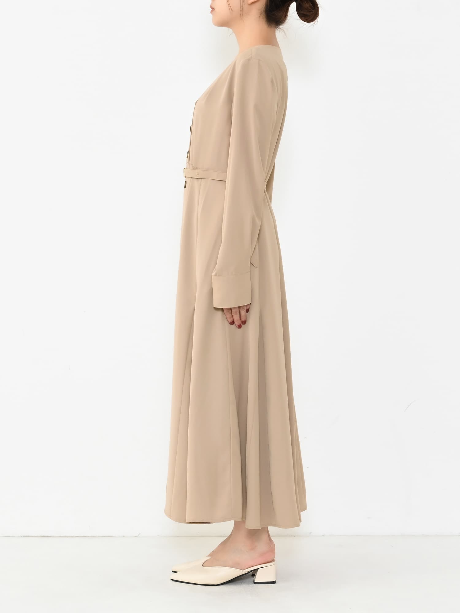 アシメフロントボタンとろみワンピース-short & regular | 小柄