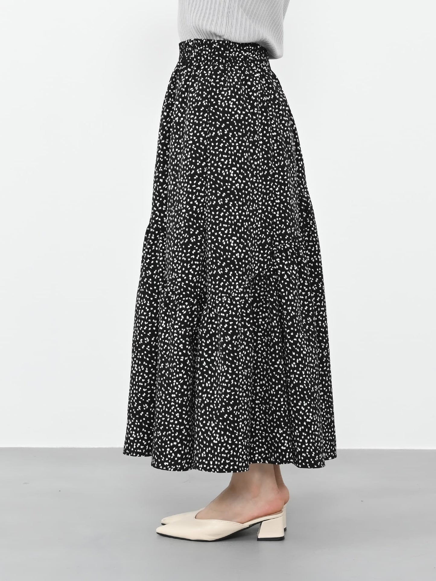 モノトーンアシメティアードスカート-short & regular　[通常]