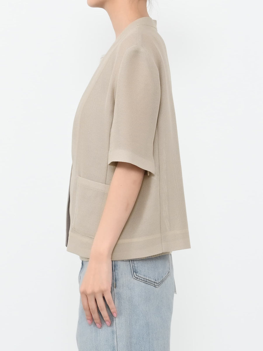 ハーフスリーブノーカラーメッシュジャケット　[通常]