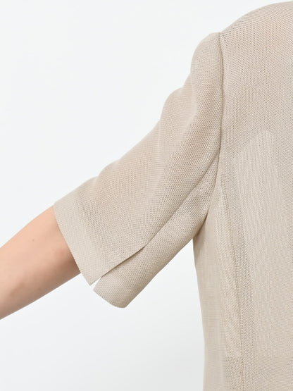 ハーフスリーブノーカラーメッシュジャケット　[通常]