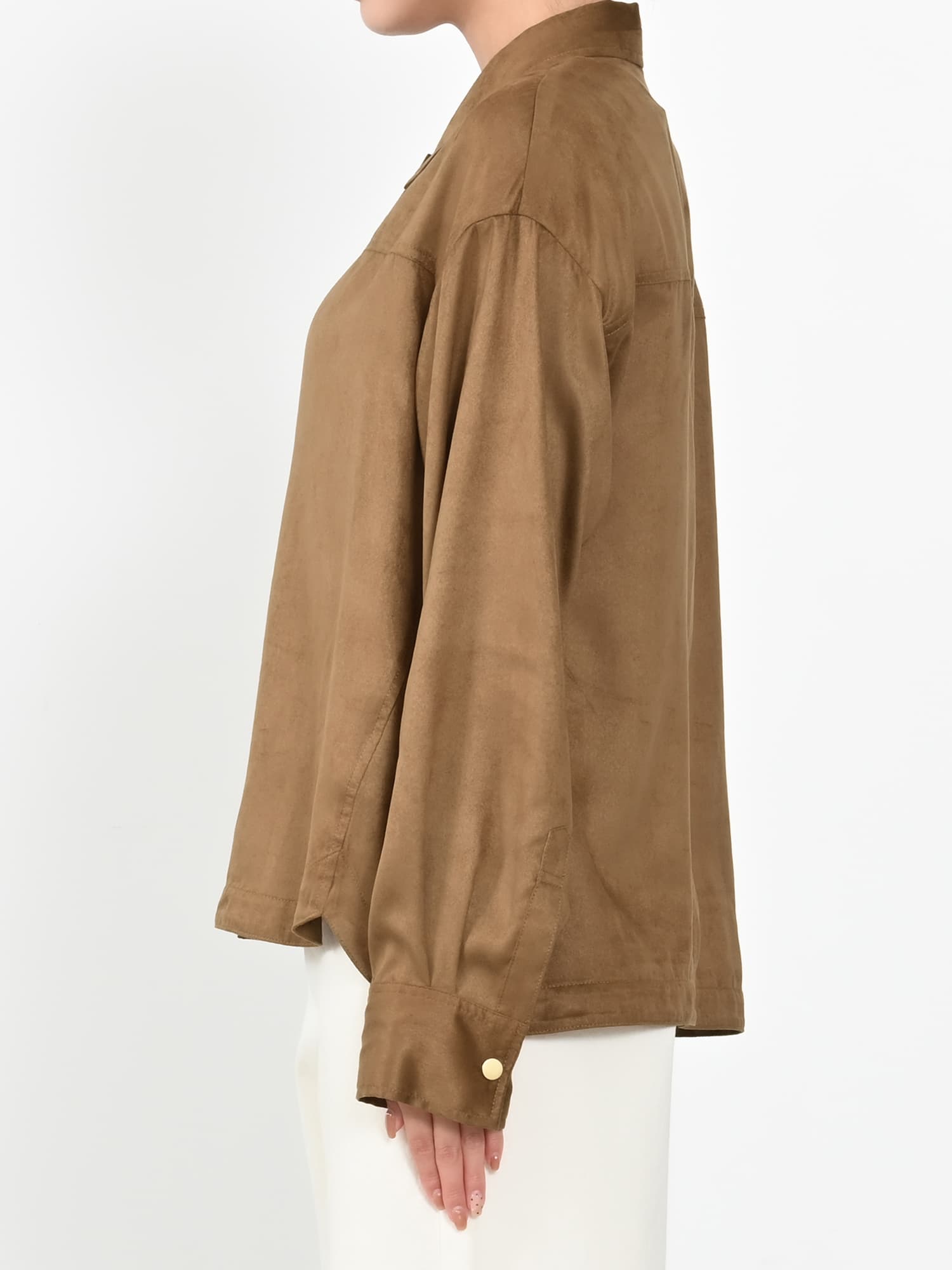 スウェードライクライトシャツジャケット　 ¥16,500 COHINA コヒナ スウェードライクライトシャツジャケット | 小柄・低身長女性向け