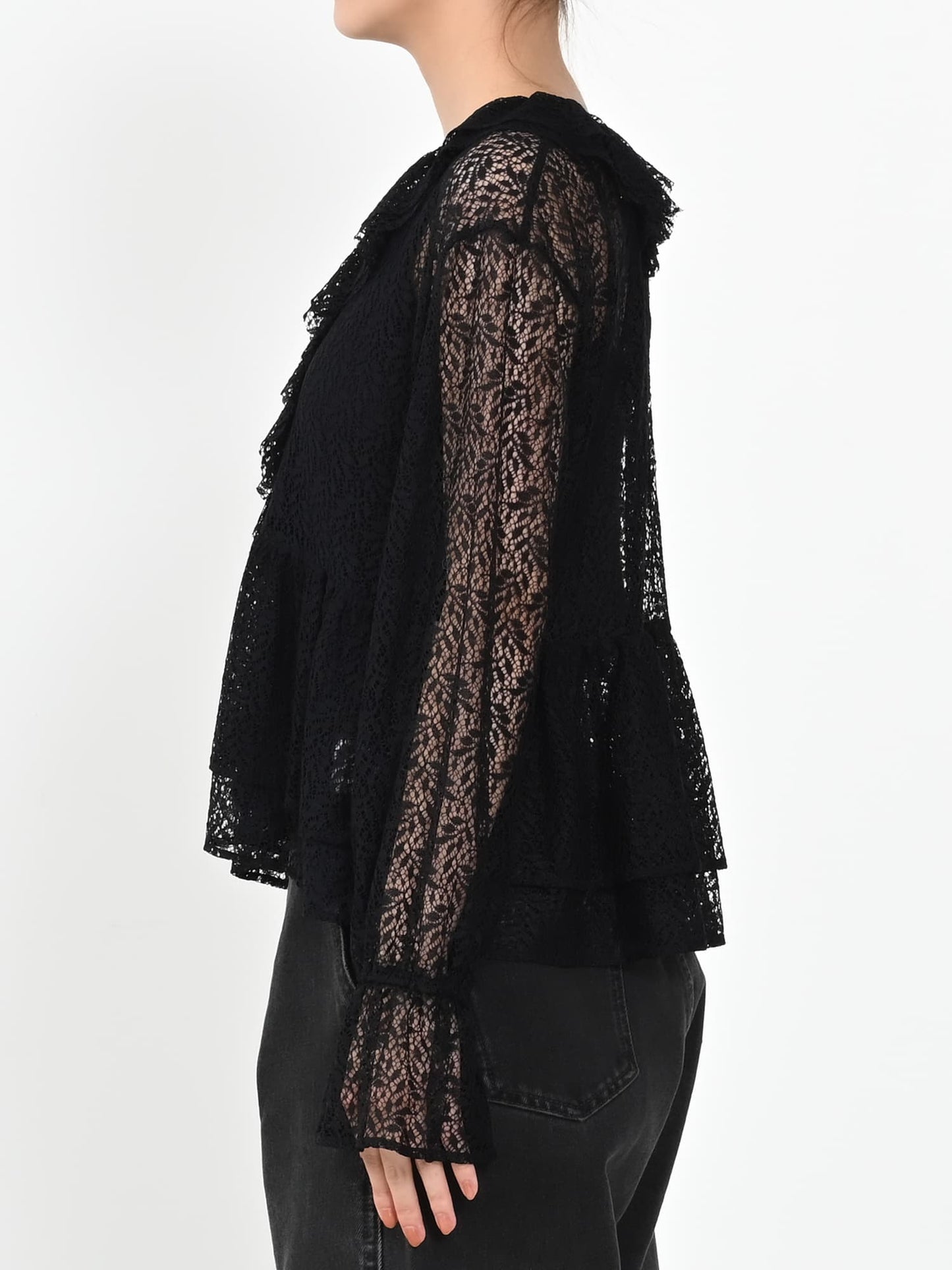 ＜sweet掲載＞リーフレースラッフルブラウス　[通常]