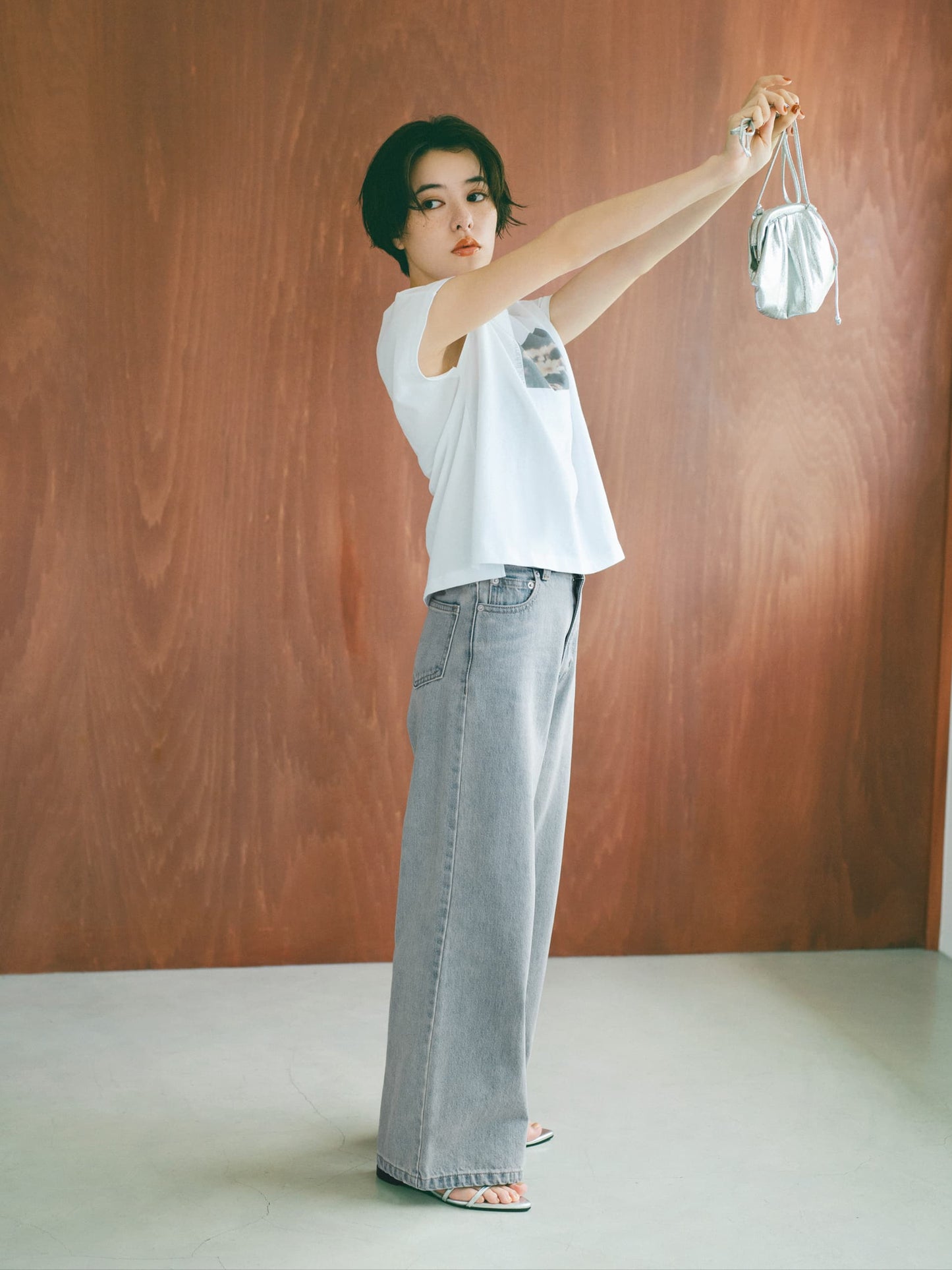 【汗染み防止】フラワーグラフィックTシャツ　[通常]