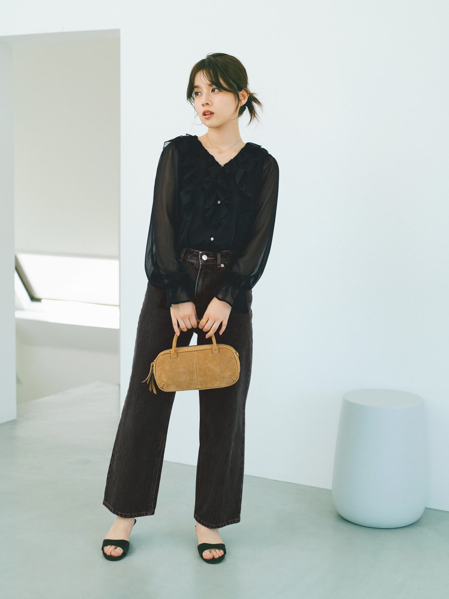 シアー楊柳ラッフルブラウス　[通常]