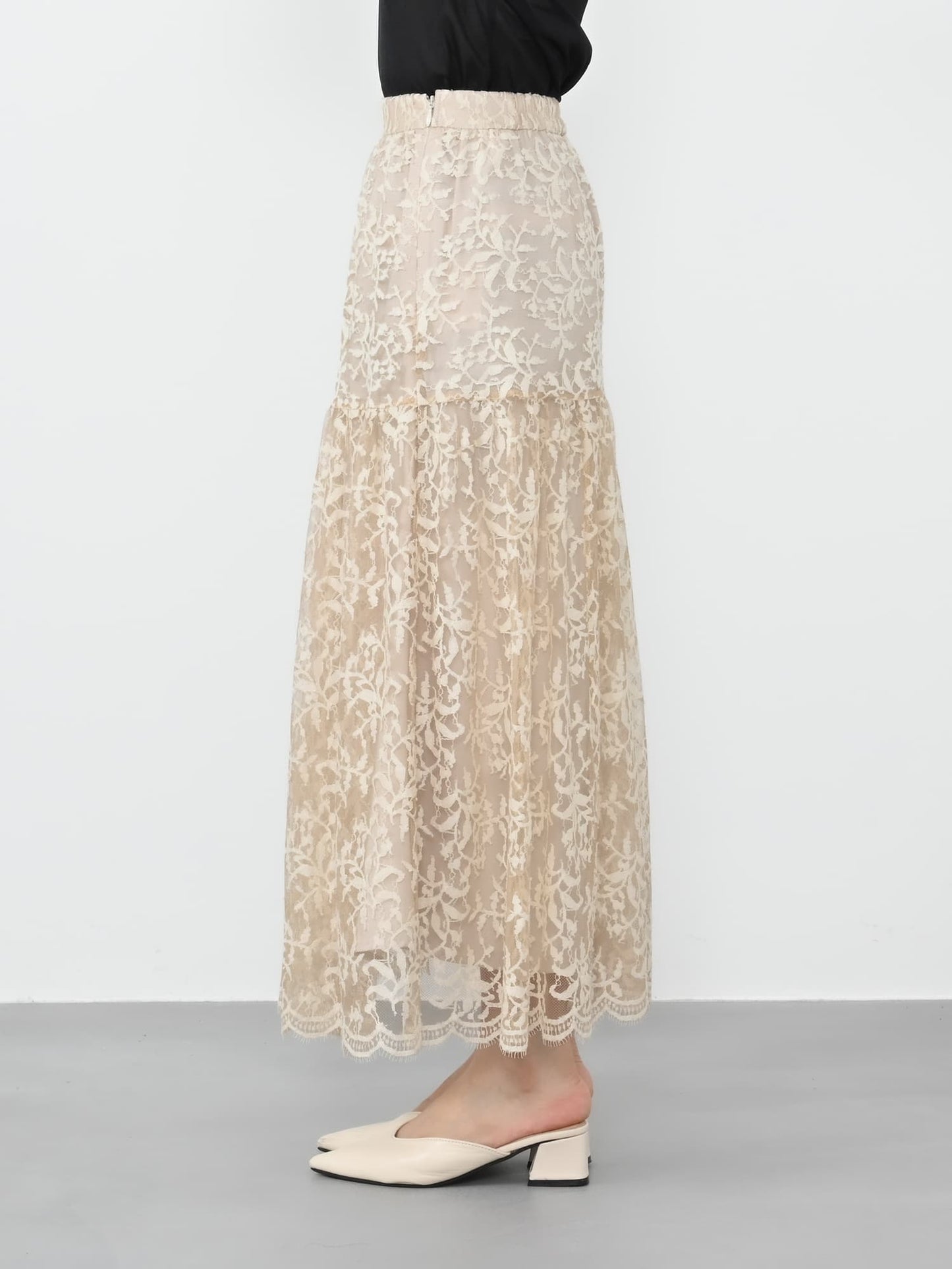 スカラップヘムレーススカート-short & regular　[通常]