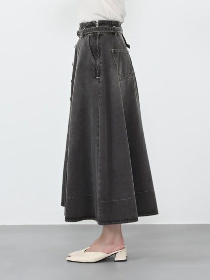 シームフレアデニムスカート-short & regular　[通常]