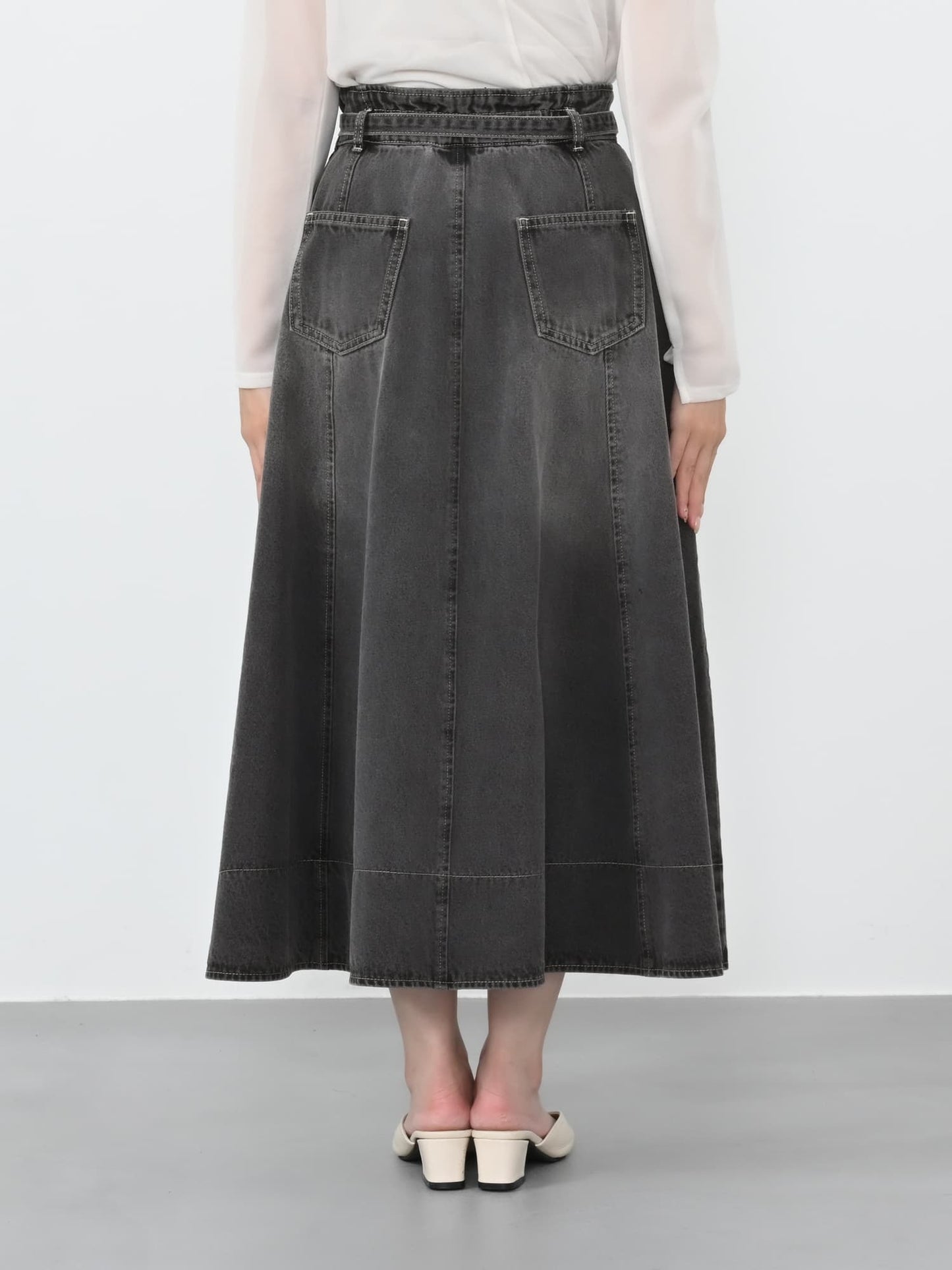 シームフレアデニムスカート-short & regular　[通常]