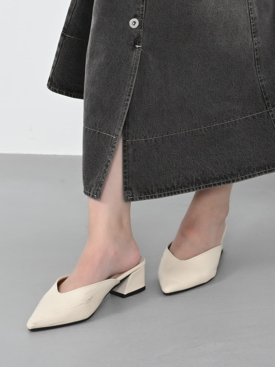 シームフレアデニムスカート-short & regular　[通常]