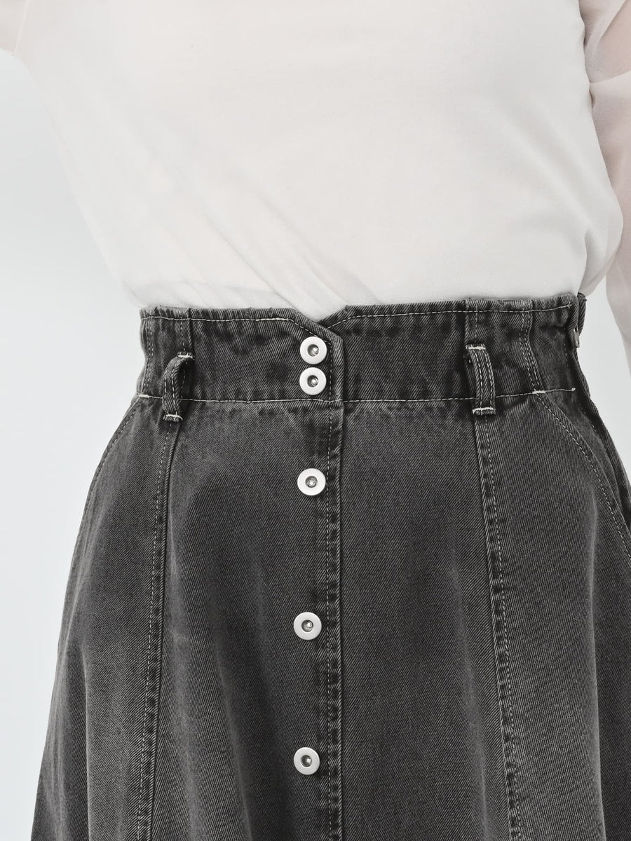 シームフレアデニムスカート-short & regular　[通常]