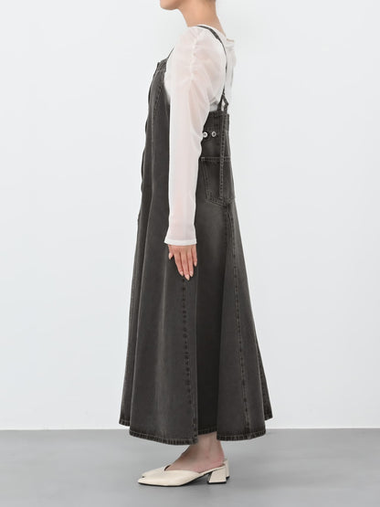 マチフレアデニムジャンパースカート-short & regular　[通常]