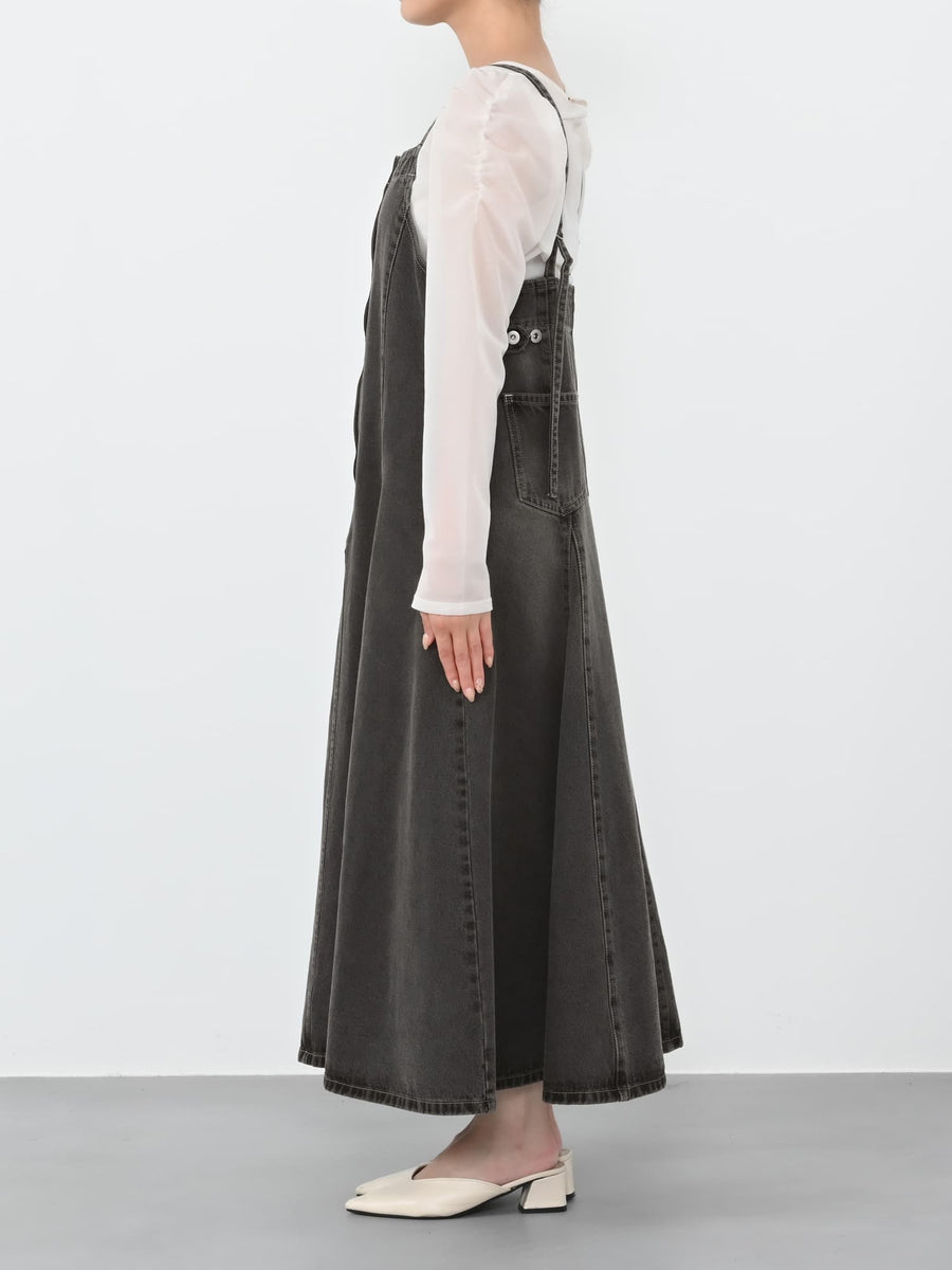 マチフレアデニムジャンパースカート-short & regular　[通常]