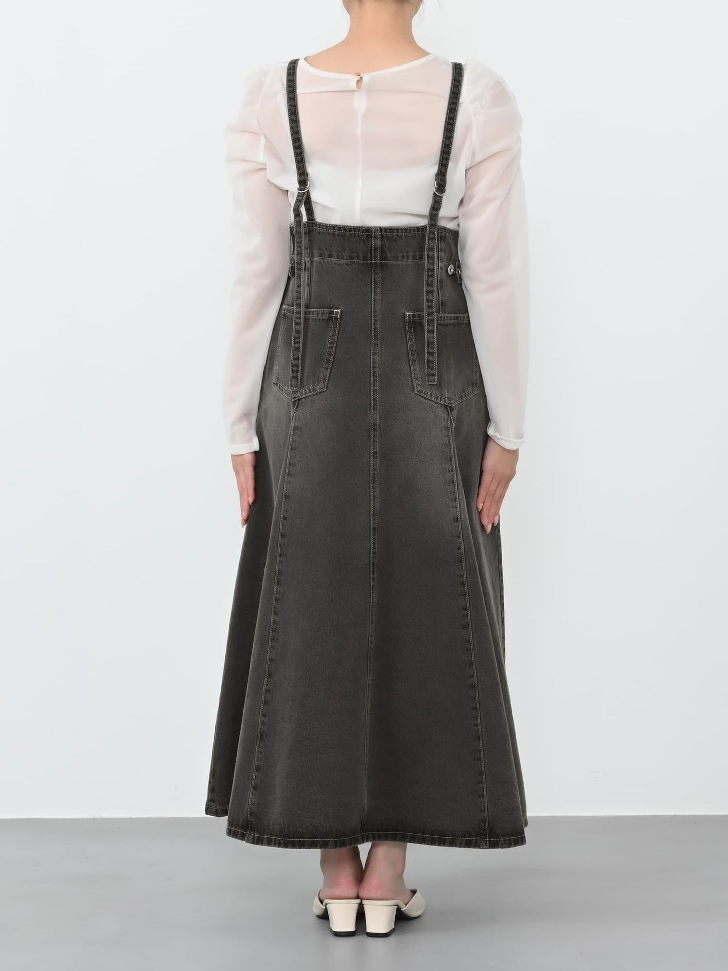 マチフレアデニムジャンパースカート-short & regular　[通常]