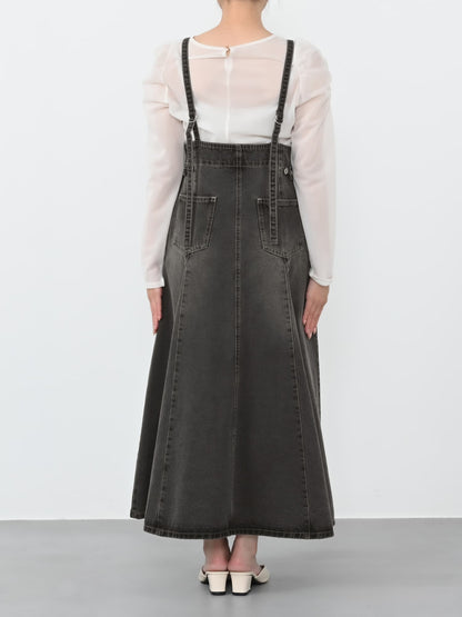 マチフレアデニムジャンパースカート-short & regular　[通常]