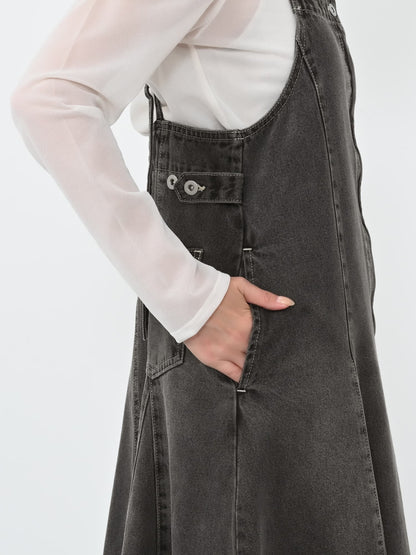 マチフレアデニムジャンパースカート-short & regular　[通常]