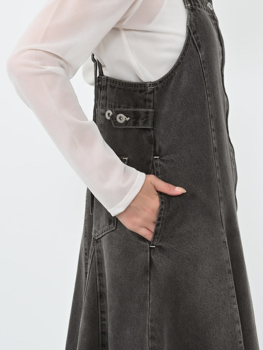 マチフレアデニムジャンパースカート-short & regular　[通常]