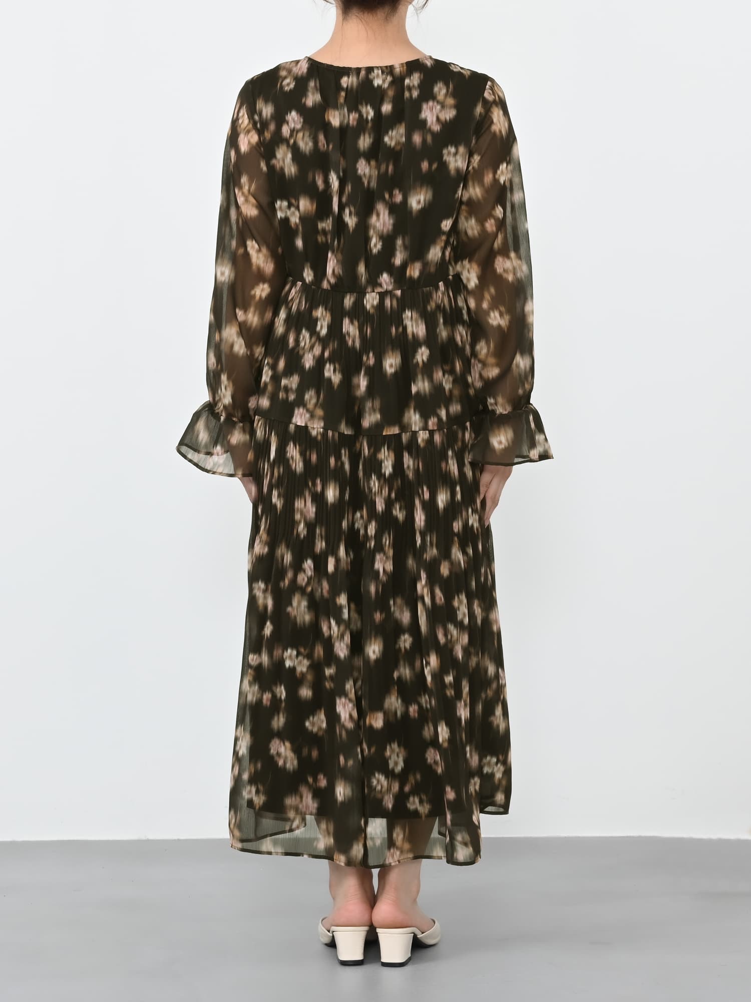 シェードフラワープリーツティアードワンピース -short & regular