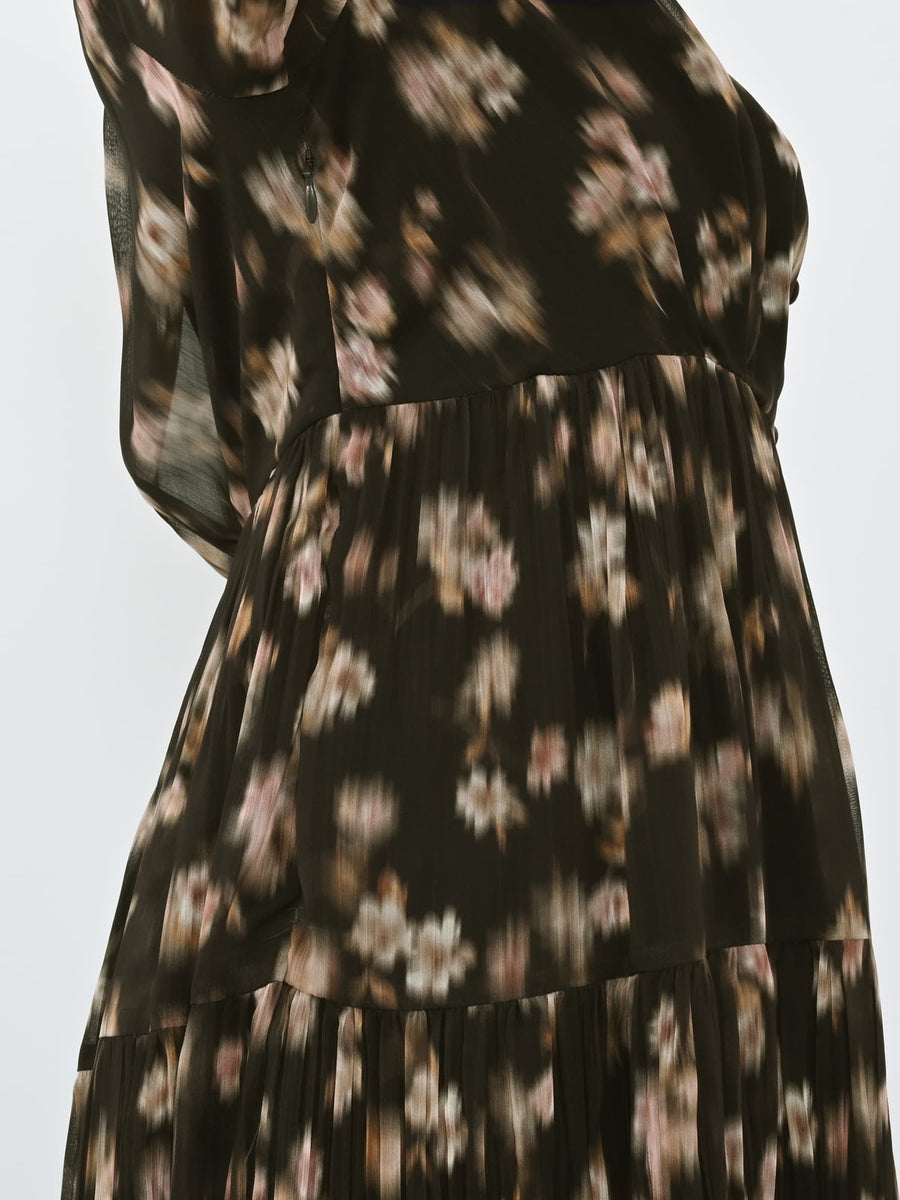 シェードフラワープリーツティアードワンピース-short & regular　[通常]