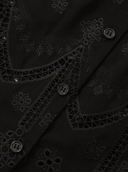 エンブロイダリーリボンスリーブブラウス　[通常]