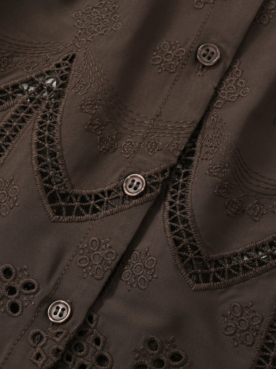 エンブロイダリーリボンスリーブブラウス　[通常]