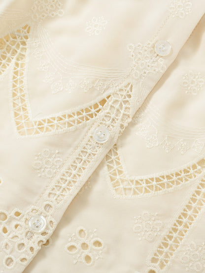 エンブロイダリーリボンスリーブブラウス　[通常]