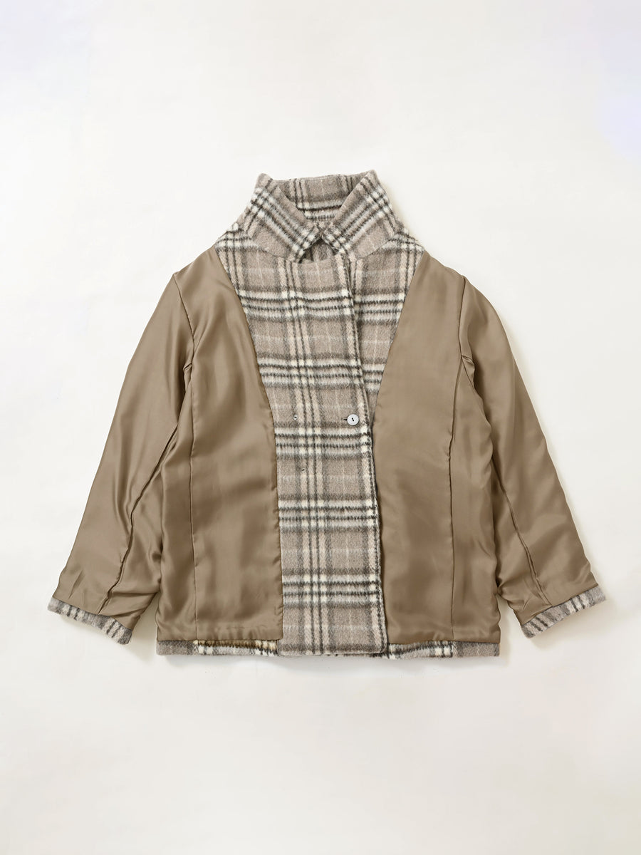 ウールシャギーチェックダブルコート　[通常]