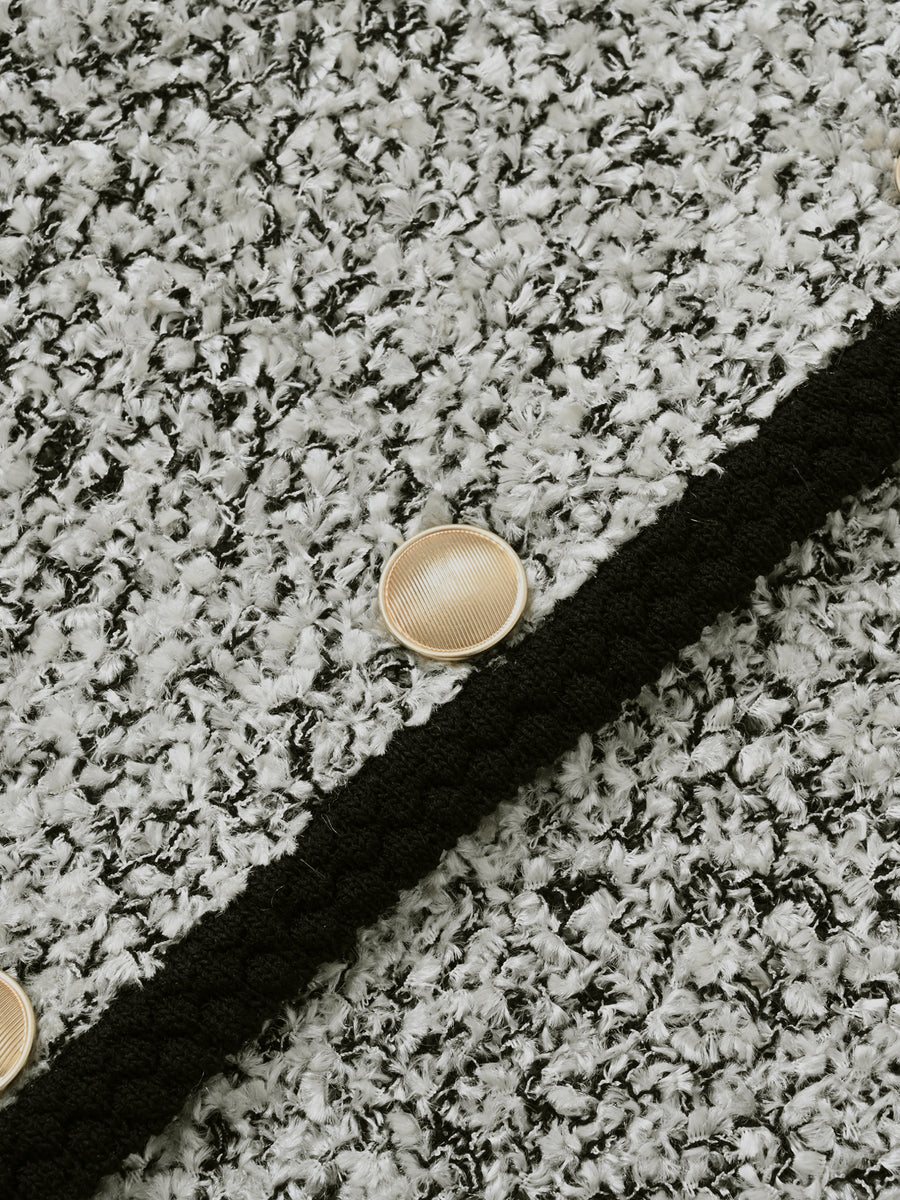 ツイードゴールドボタンニットカーディガン　[通常]