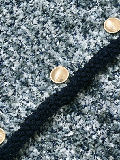 ツイードゴールドボタンニットカーディガン　[通常]