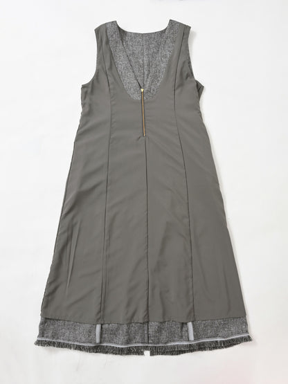 ツイードフロントジップジャンパースカート-short & regular　[通常]