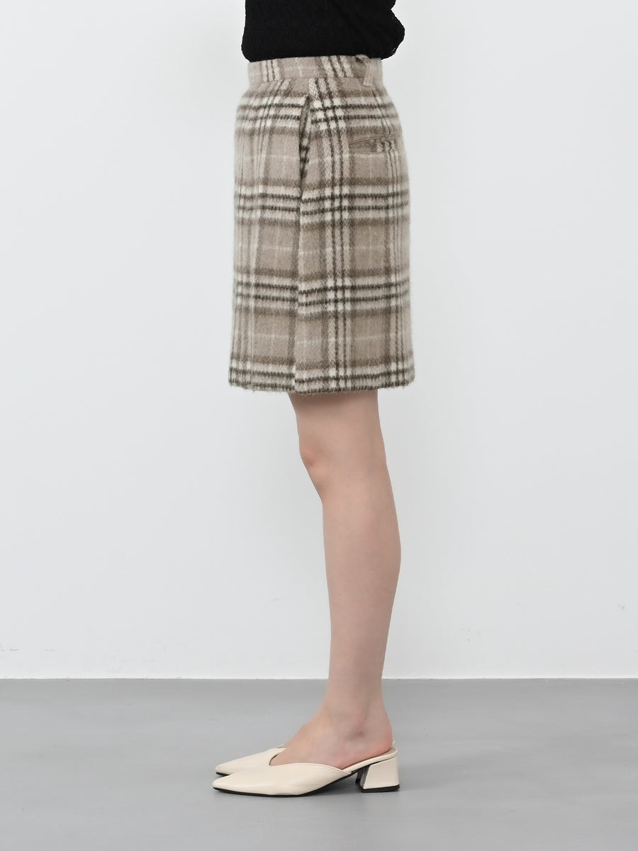 ウールシャギーチェックミニスカート　[通常]
