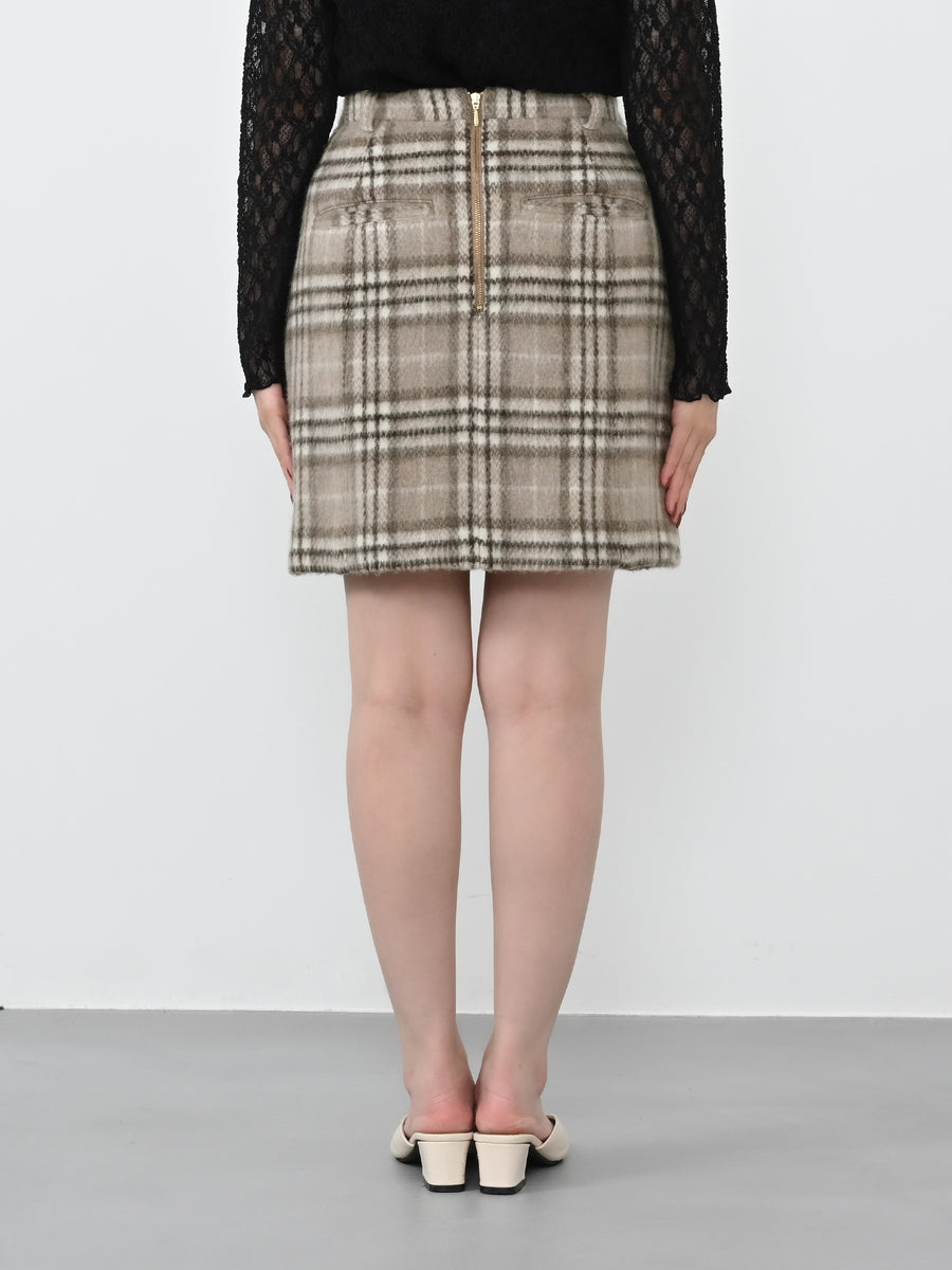 ウールシャギーチェックミニスカート　[通常]