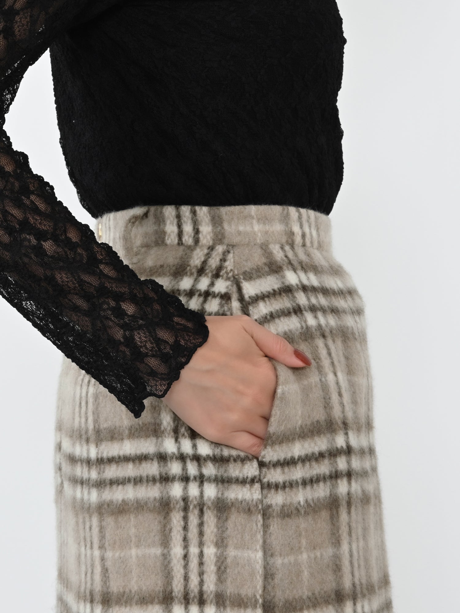 ECOLANAシャギーチェックスカート ECOLANAシャギーチェックスカート