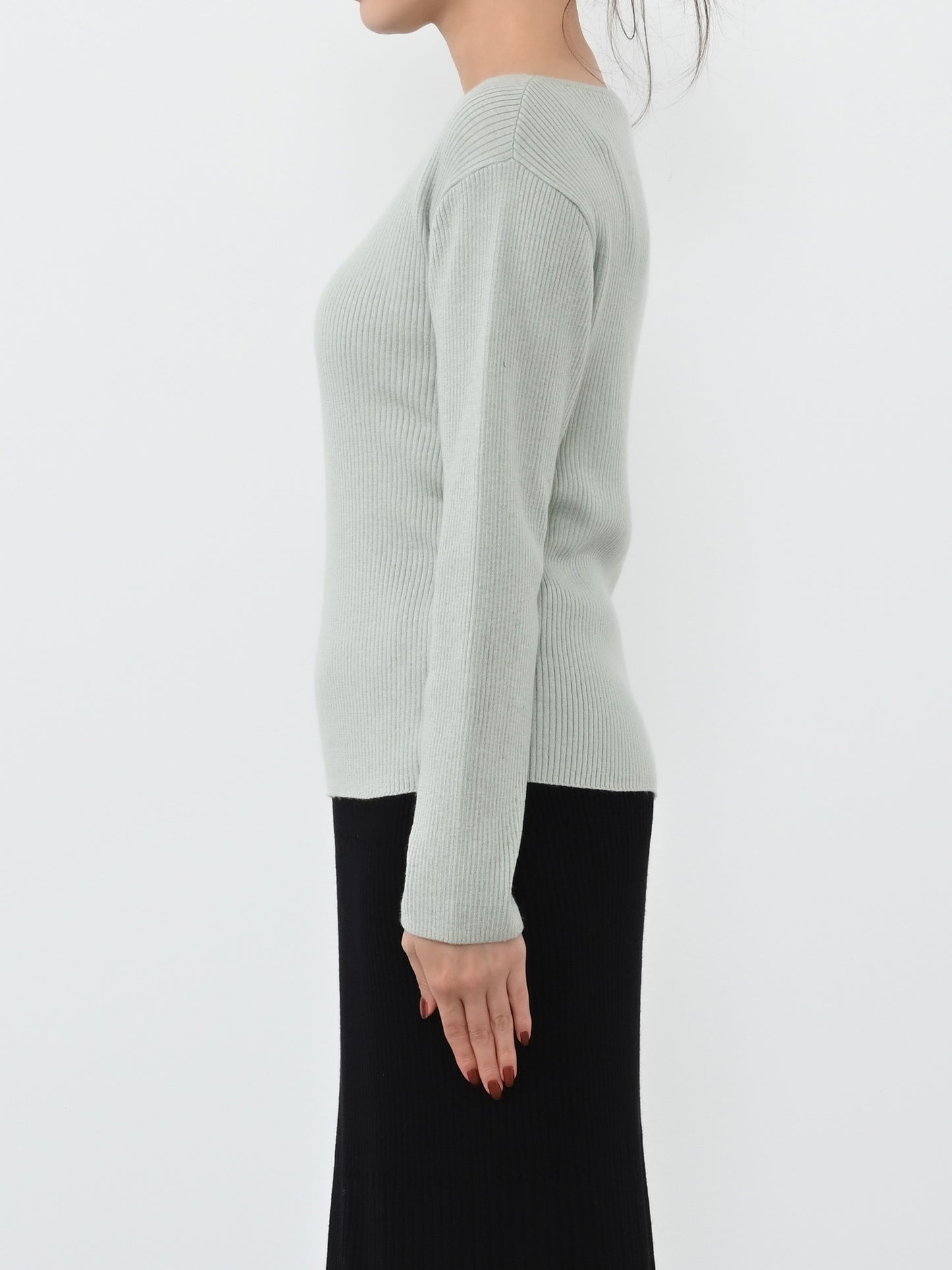 シルクウールボートネックリブニット　[通常]