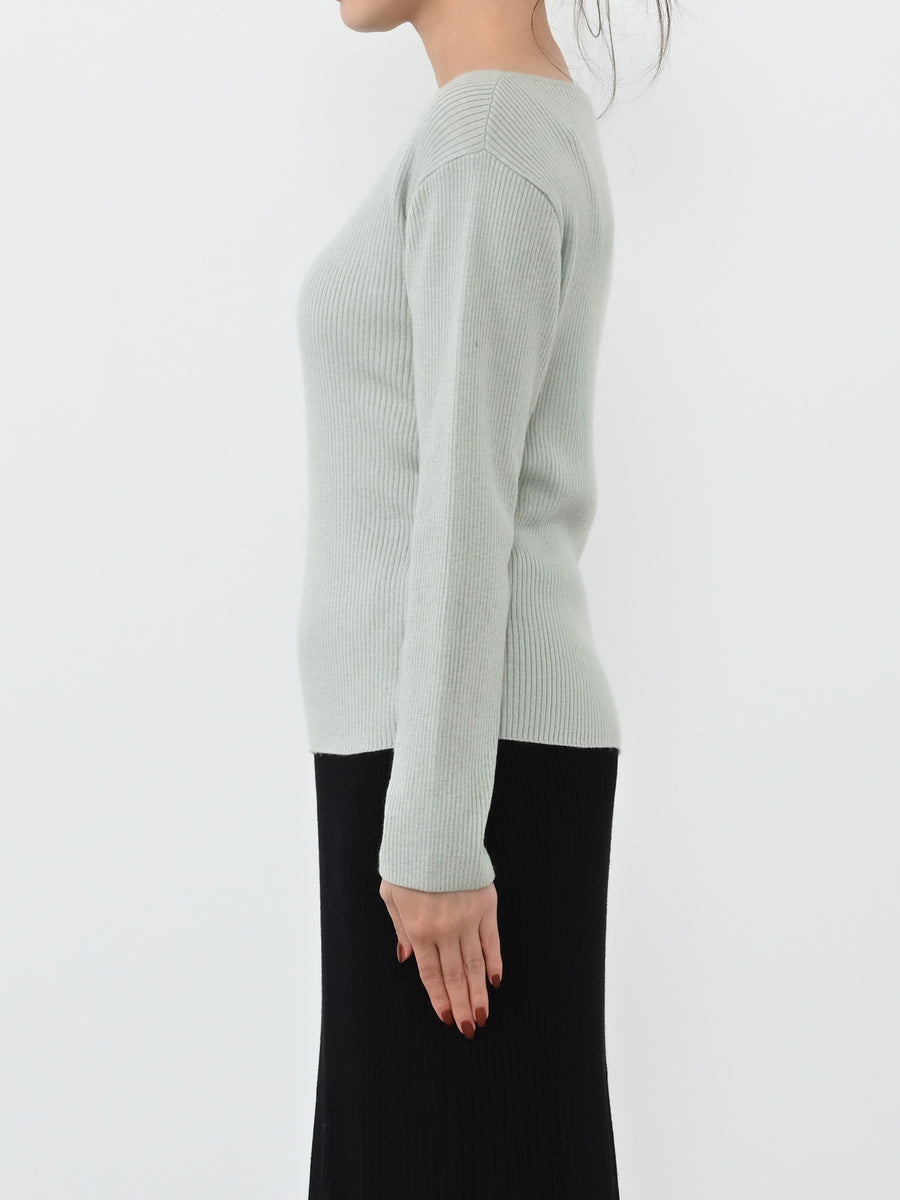 シルクウールボートネックリブニット　[通常]