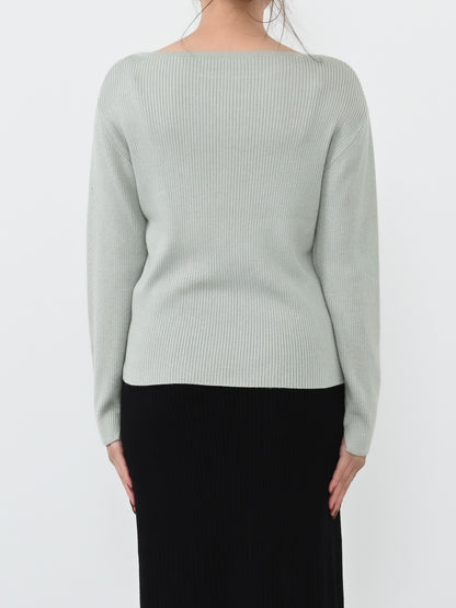 シルクウールボートネックリブニット　[通常]