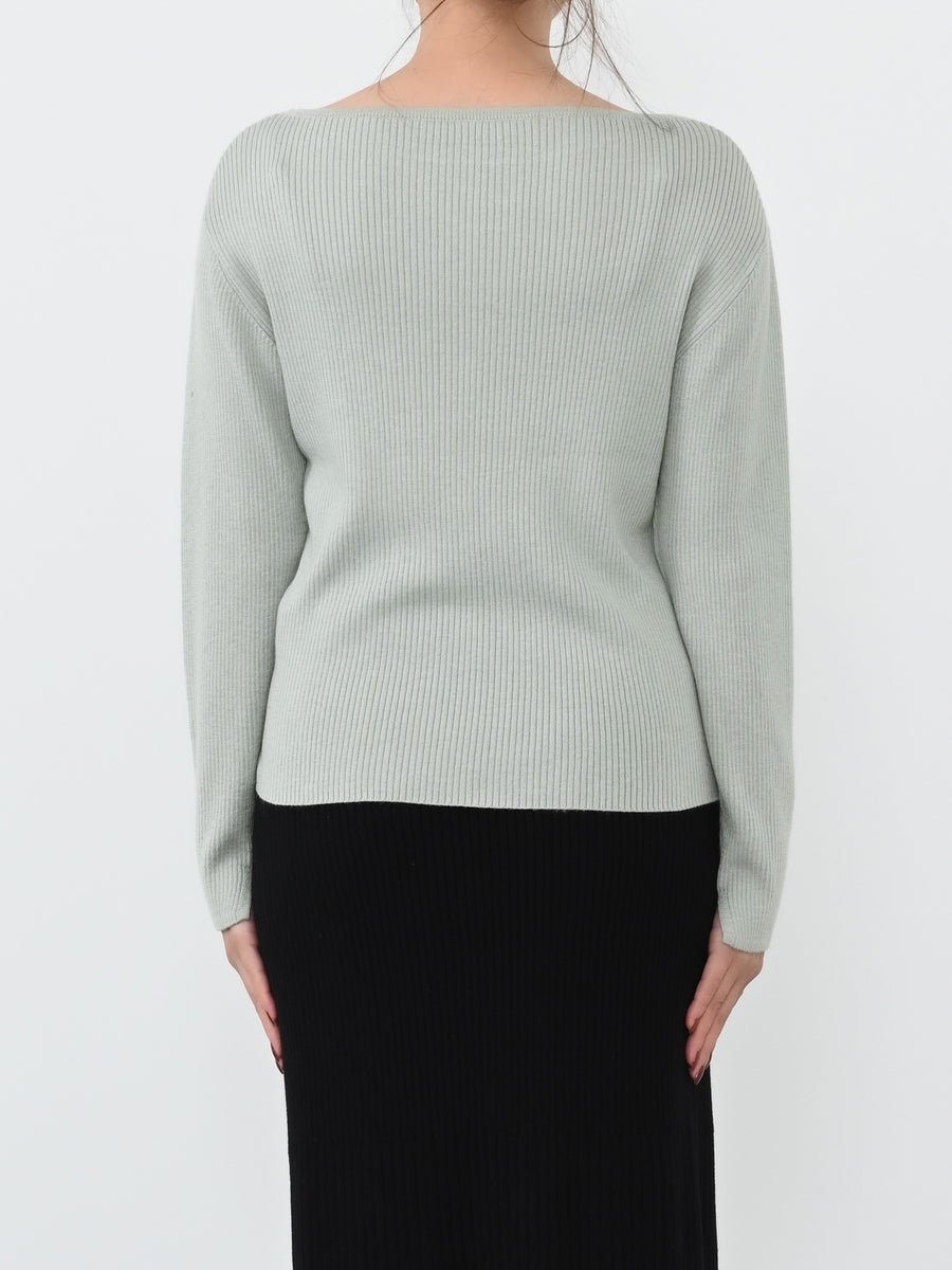 シルクウールボートネックリブニット　[通常]