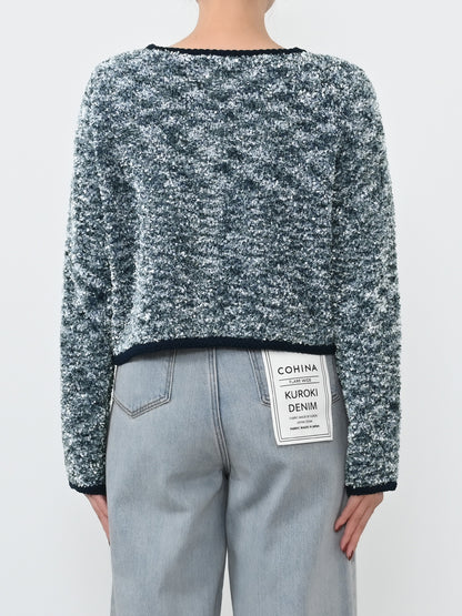 ツイードゴールドボタンニットカーディガン　[通常]