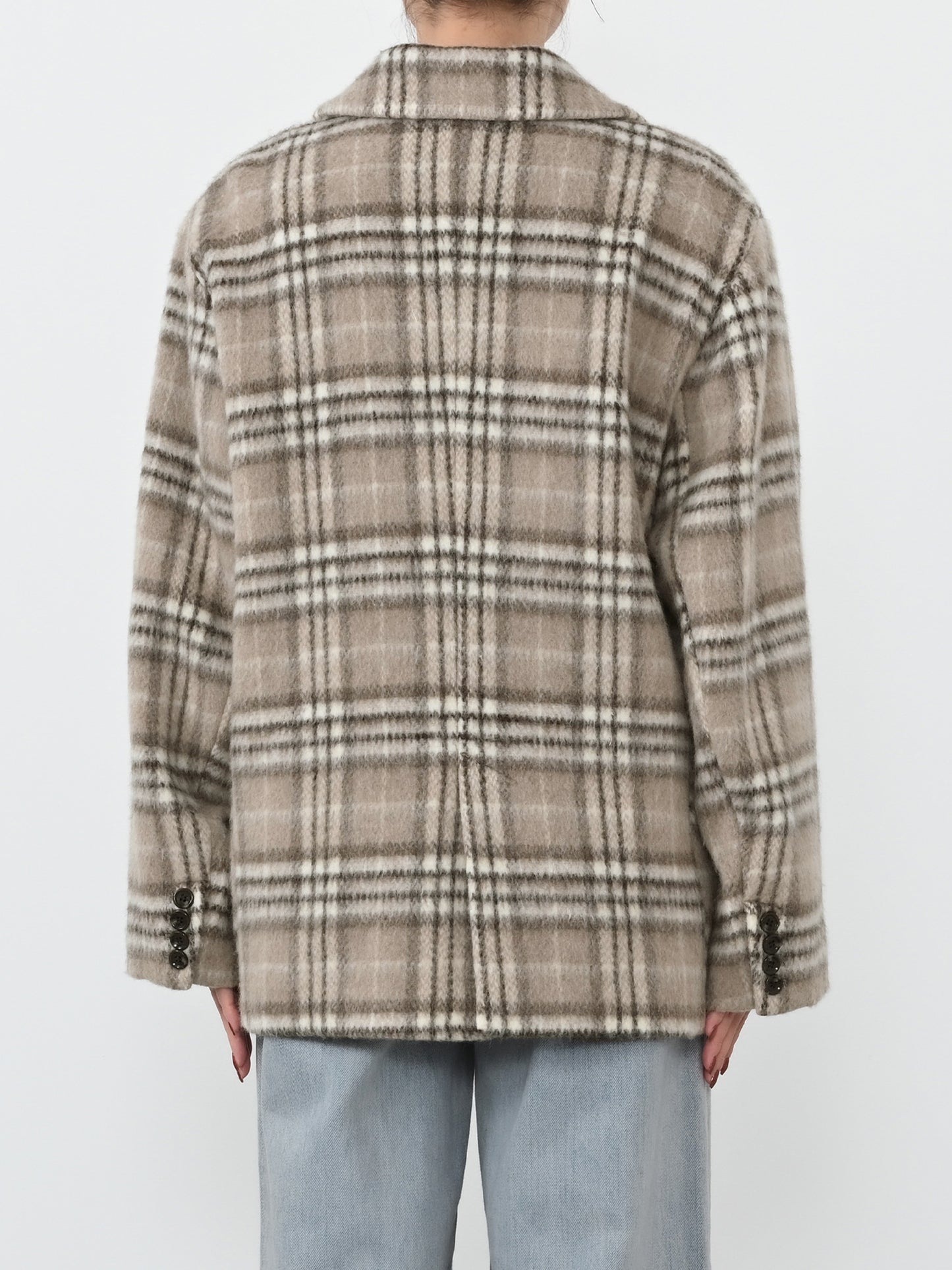 ウールシャギーチェックダブルコート　[通常]