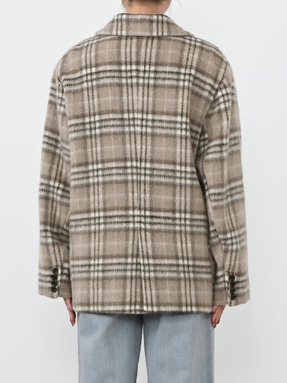 ウールシャギーチェックダブルコート　[通常]