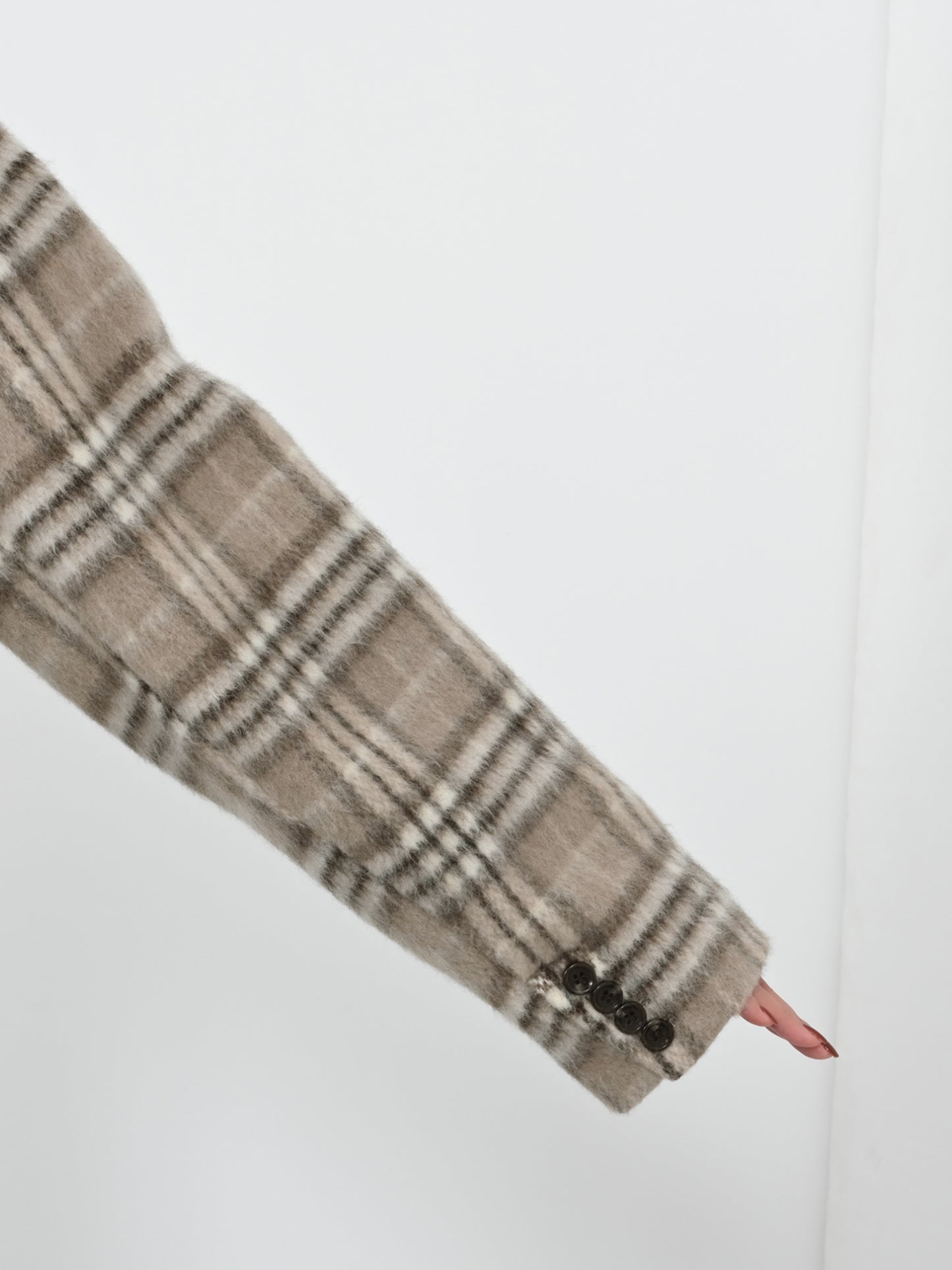 ウールシャギーチェックダブルコート　[通常]