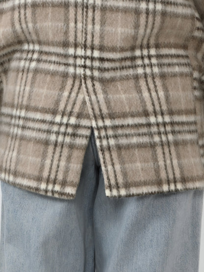 ウールシャギーチェックダブルコート　[通常]