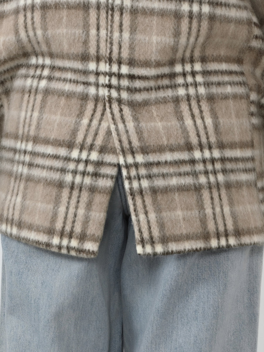 ウールシャギーチェックダブルコート　[通常]