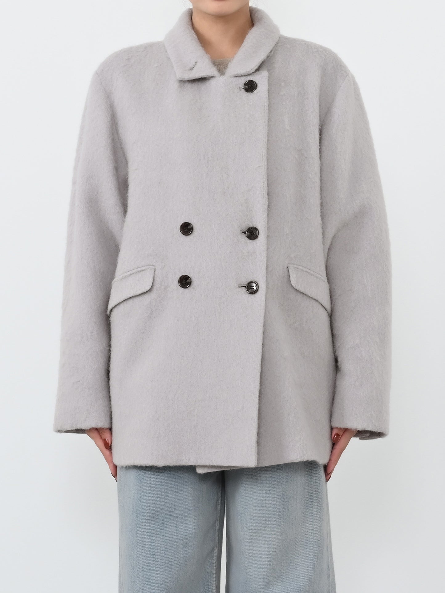 アルパカシャギーダブルコート　[通常]