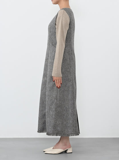 ツイードフロントジップジャンパースカート-short & regular　[通常]